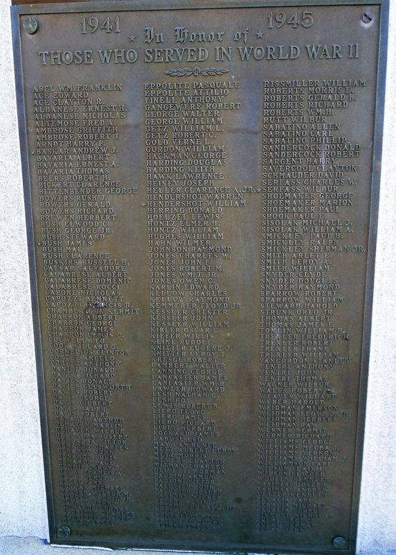 World Wars Memorial WWII Honor Roll image. Click for full size.