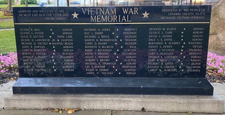 Lenawee Vietnam War Memorial image. Click for full size.