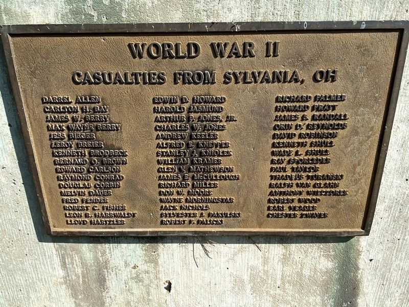 Sylvania World War II Memorial. Click for full size. Sylvania World War II Memorial image. Click for full size.