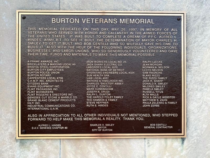 Burton Veterans Memorial image. Click for full size.