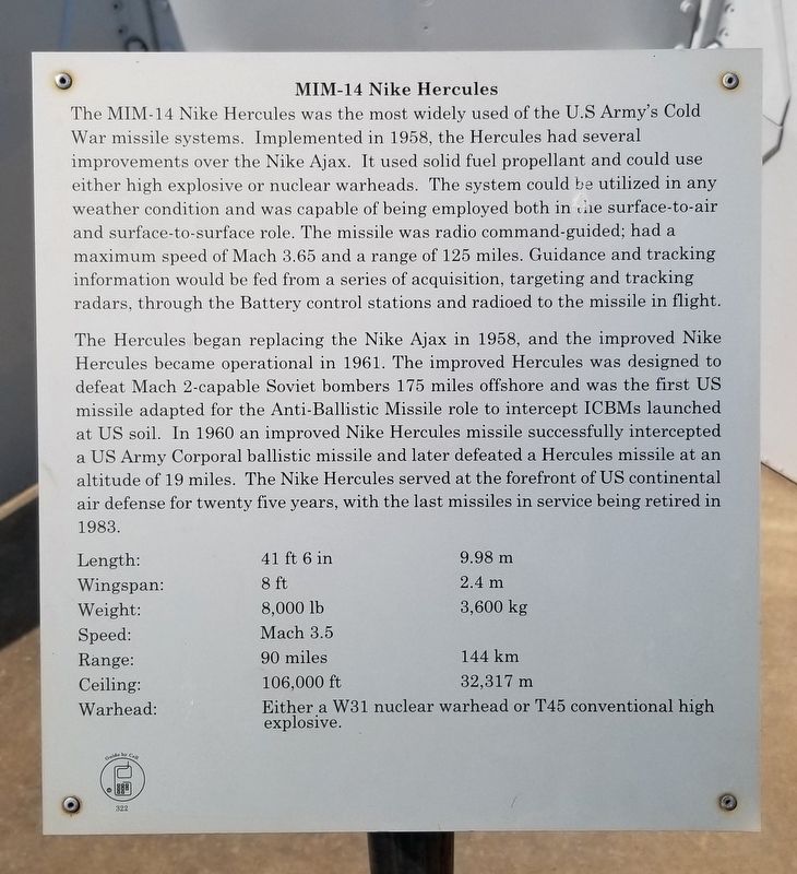 MIM-14 Nike Hercules Marker image. Click for full size.