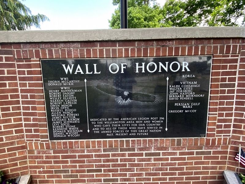 Williamston Wall of Honor Marker image. Click for full size.
