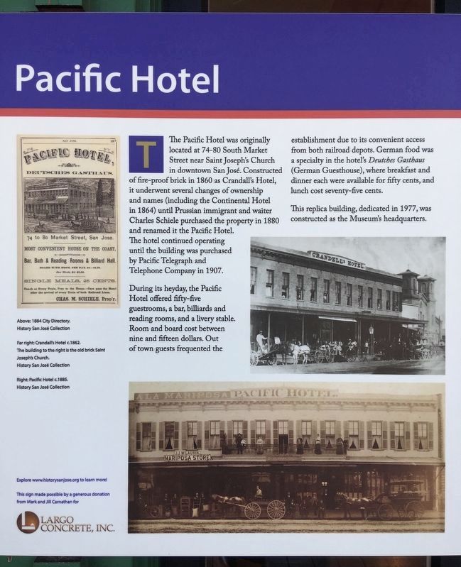 Pacific Hotel Marker image. Click for full size.