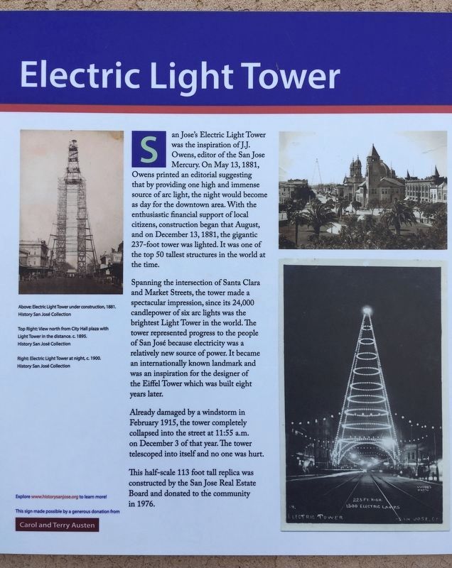 Electric Light Tower Marker. Click for full size. Electric Light Tower Marker image. Click for full size.