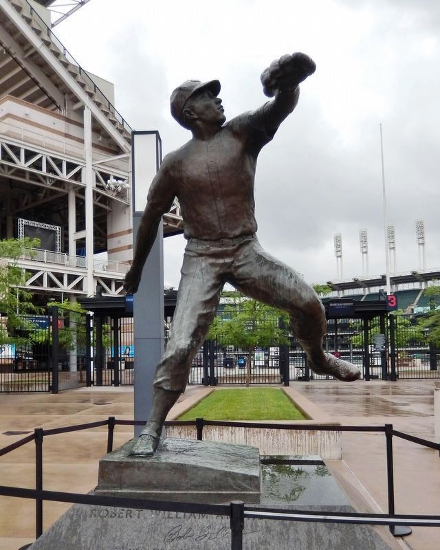 Robert William Andrew Feller Statue<br>(<i>north side</i>). Click for full size. Robert William Andrew Feller Statue<br>(<i>north side</i>) image. Click for full size.