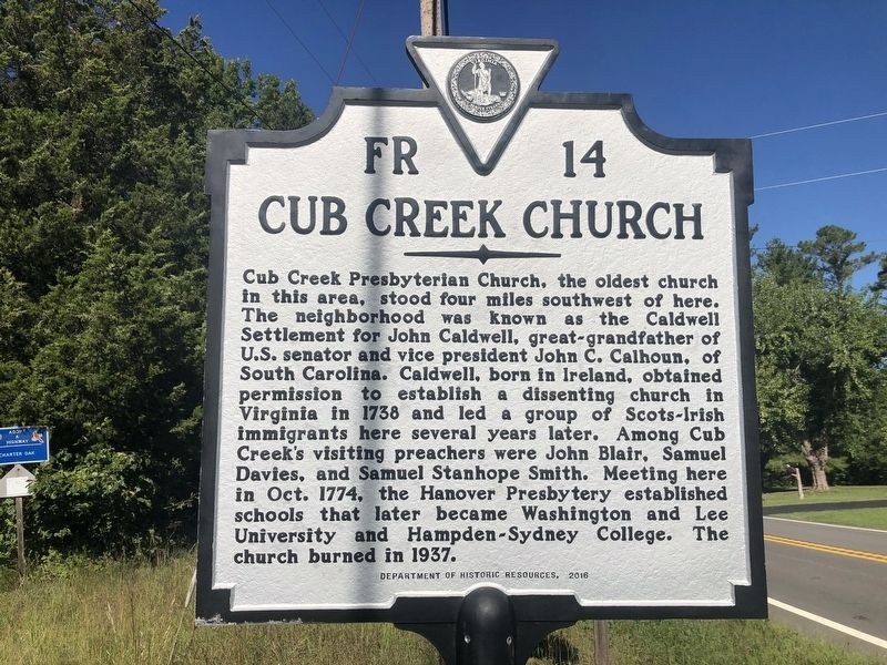 Cub Creek Church Marker image. Click for full size.