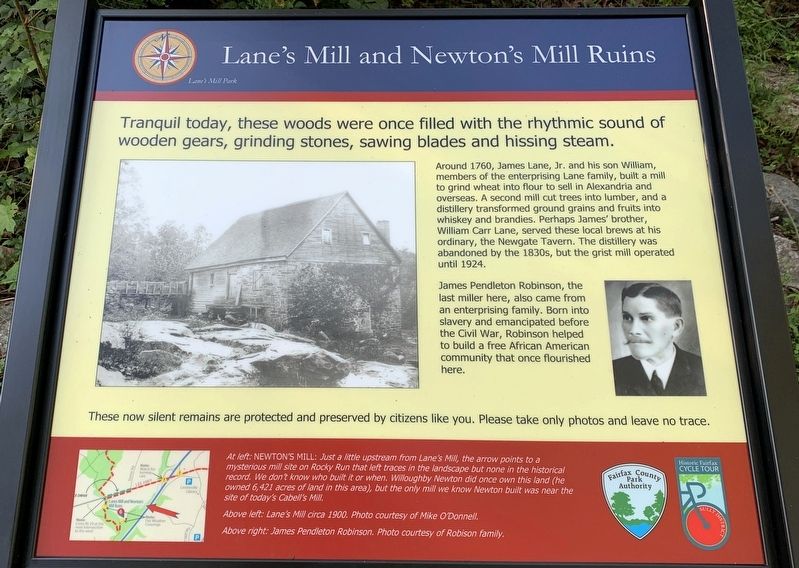 Lane's Mill and Newton's Mill Ruins Marker image. Click for full size.