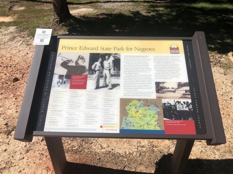 Prince Edward State Park for Negroes Marker image. Click for full size.