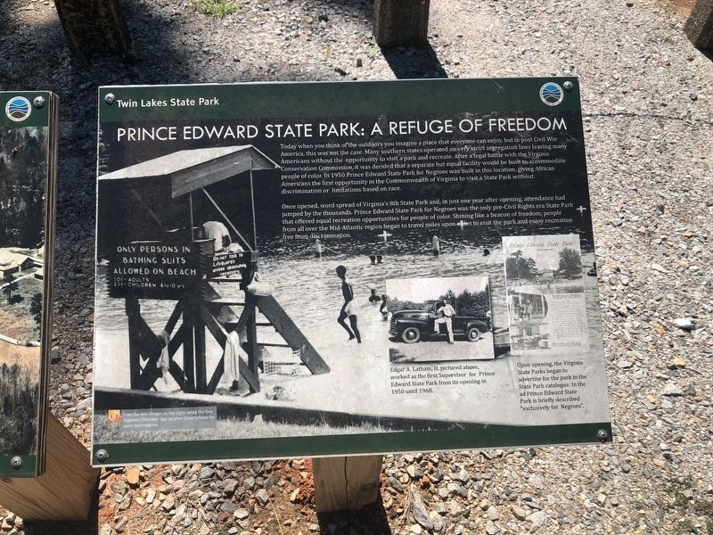 Prince Edward State Park: A Refuge of Freedom Marker image. Click for full size.