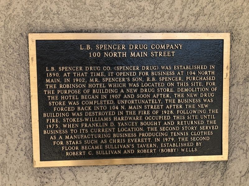 L.B. Spencer Drug Company Marker image. Click for full size.