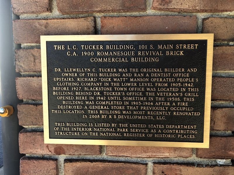 The L.C. Tucker Building, 101 S. Main Street Marker image. Click for full size.