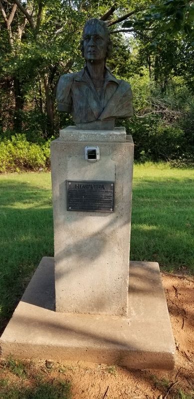 The Hiawatha Statue and Marker image. Click for full size.