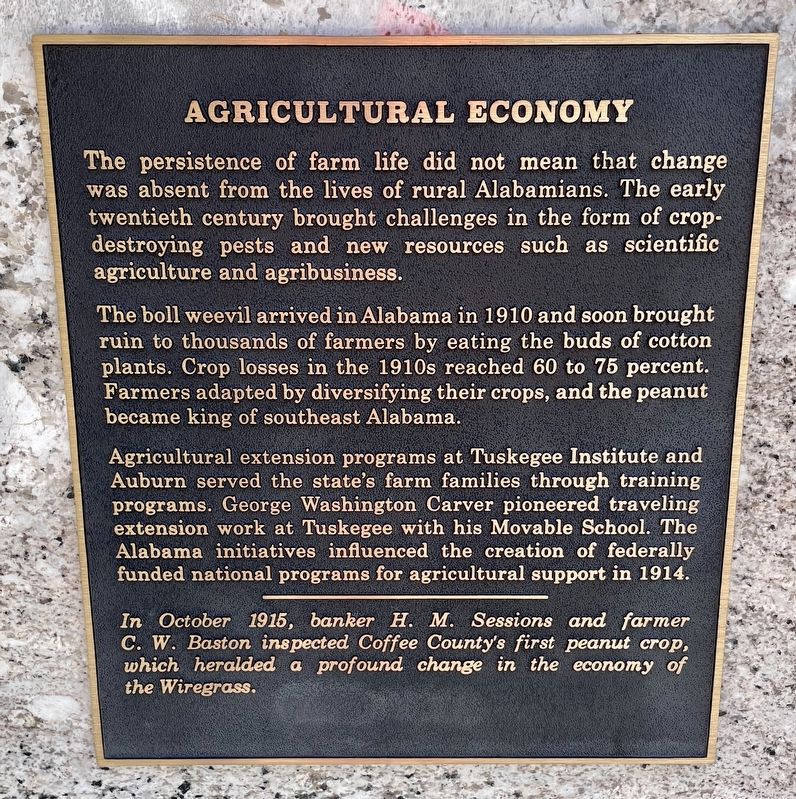 Agricultural Economy Marker image. Click for full size.