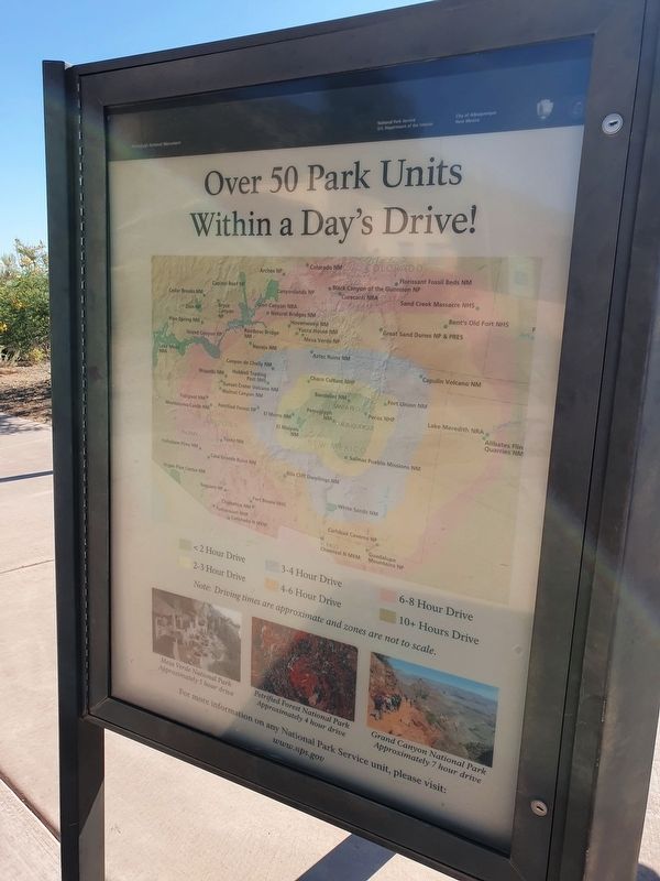 Over 50 Park Units Within a Day�s Drive! side of Marker image. Click for full size.