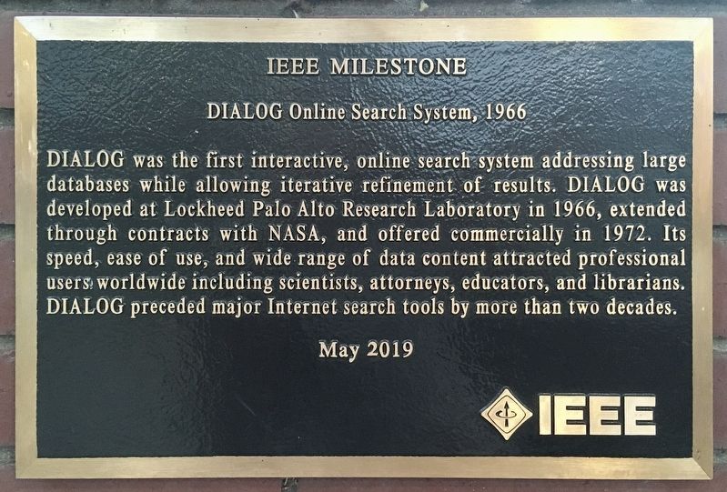 DIALOG Online Search System Marker image. Click for full size.