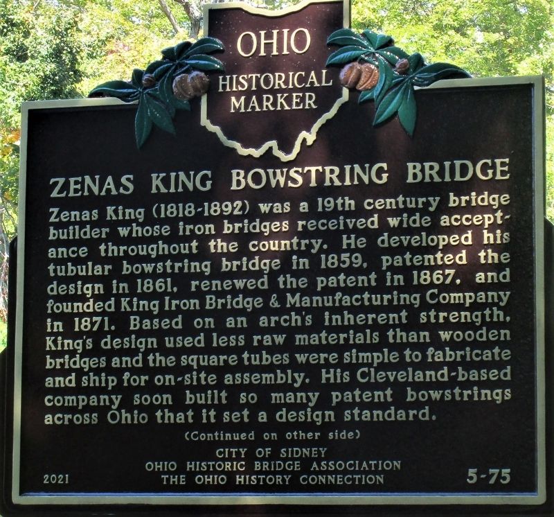 Zenas King Bowstring Bridge Marker. Click for full size. Zenas King Bowstring Bridge Marker image. Click for full size.