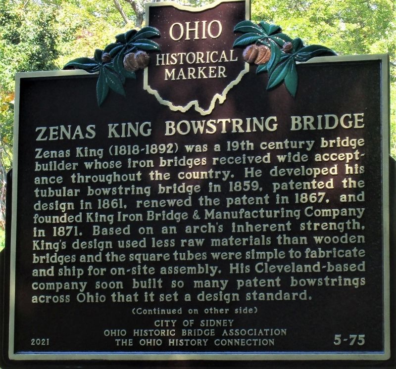 Zenas King Bowstring Bridge Marker image. Click for full size.