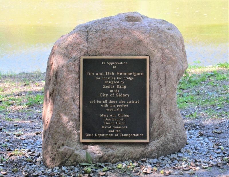 Dedication plaque on boulder next to marker image. Click for full size.