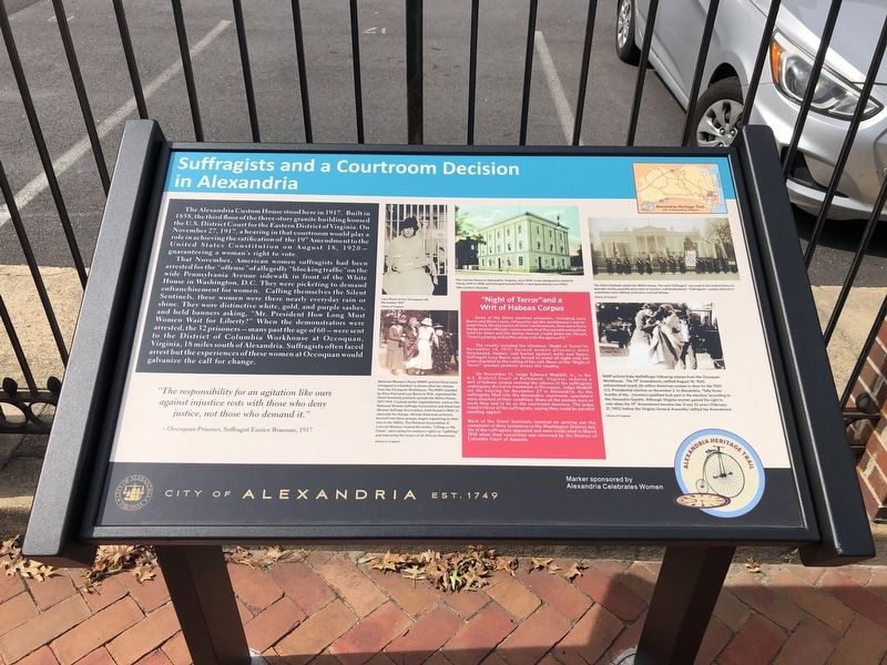 Suffragists and a Courtroom Decision in Alexandria Marker image. Click for full size.