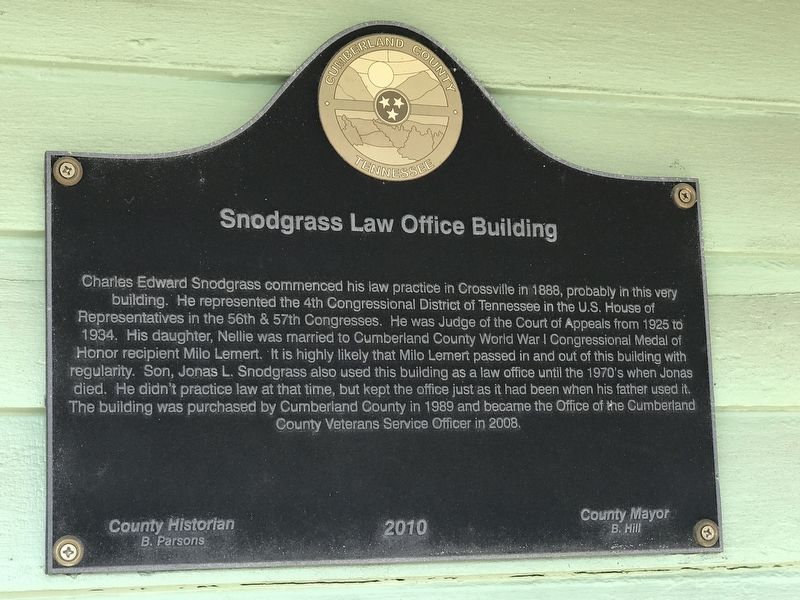 Snodgrass Law Office Building Marker. Click for full size. Snodgrass Law Office Building Marker image. Click for full size.