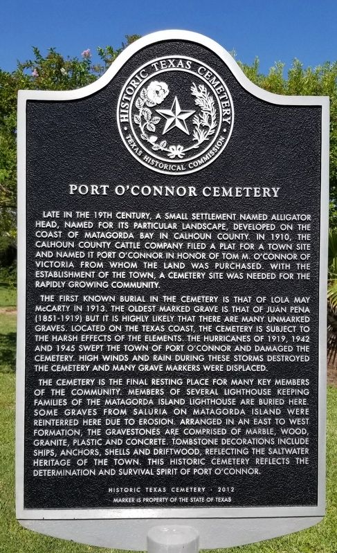 Port O'Connor Cemetery Marker image. Click for full size.