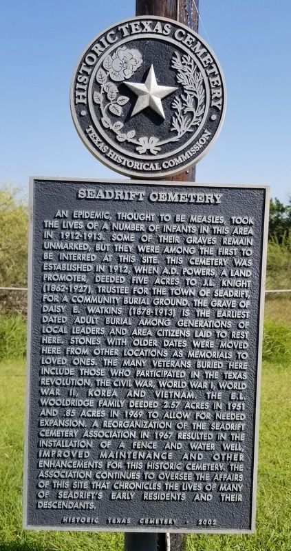 Seadrift Cemetery Marker image. Click for full size.