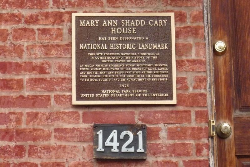 Mary Ann Shadd Cary House Marker image. Click for full size.