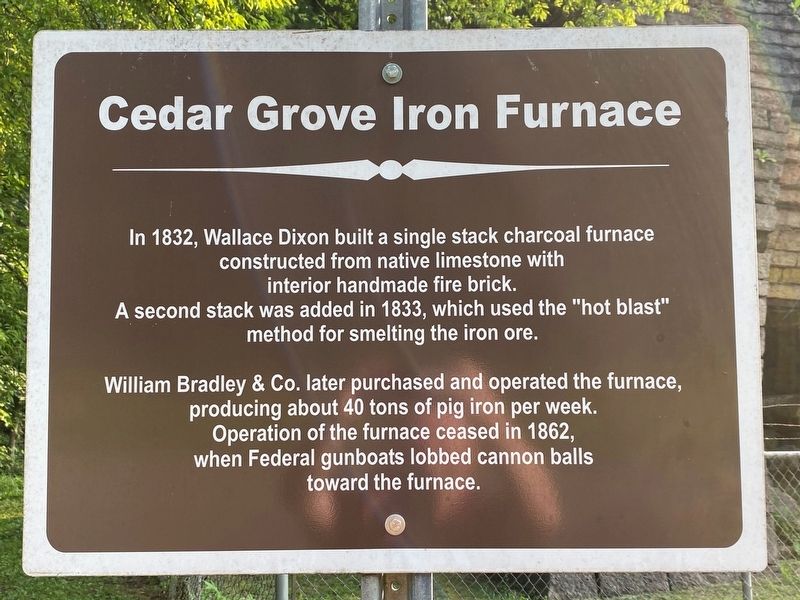 Cedar Grove Iron Furnace Marker image. Click for full size.