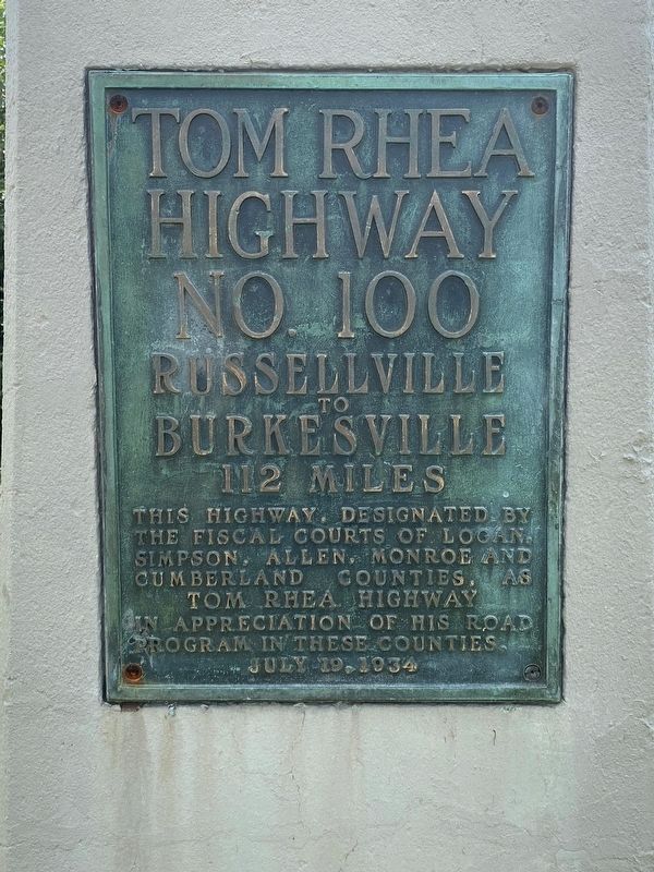 Tom Rhea Highway No. 100 Marker image. Click for full size.