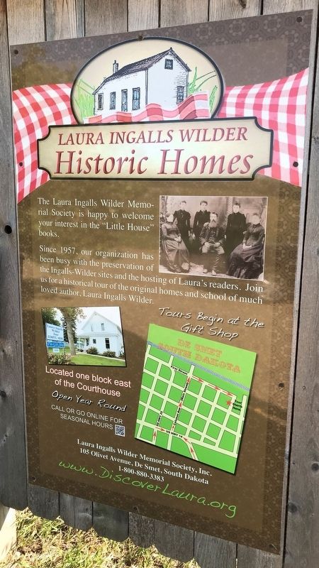 Laura Ingalls Wilder Historic Homes Marker, center panel image. Click for full size.