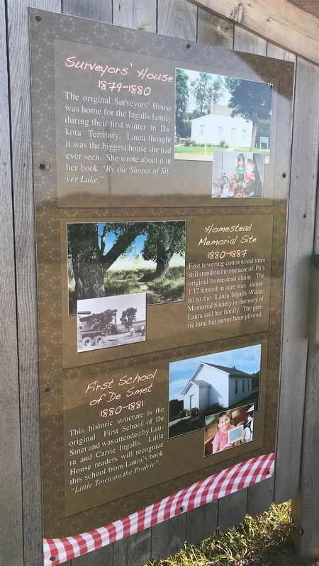 Laura Ingalls Wilder Historic Homes Marker, left panel image. Click for full size.