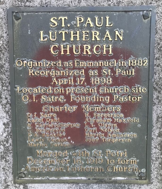 St. Paul Lutheran Church Marker. Click for full size. St. Paul Lutheran Church Marker image. Click for full size.
