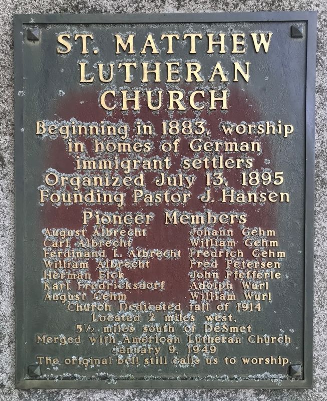St. Matthew Lutheran Church Marker image. Click for full size.