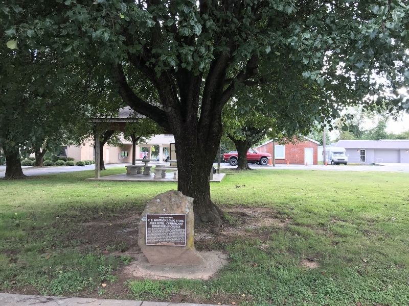 F.E. Robinson's Drug Store, Aqua Hotel, Cumberland Presbyterian Church Marker image. Click for full size.