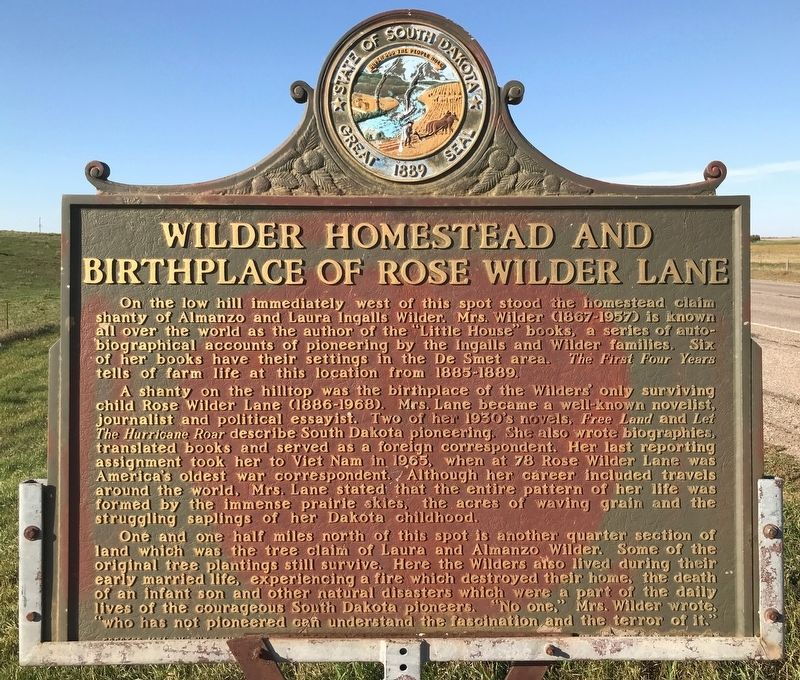 Wilder Homestead and Birthplace of Rose Wilder Lane Marker image. Click for full size.