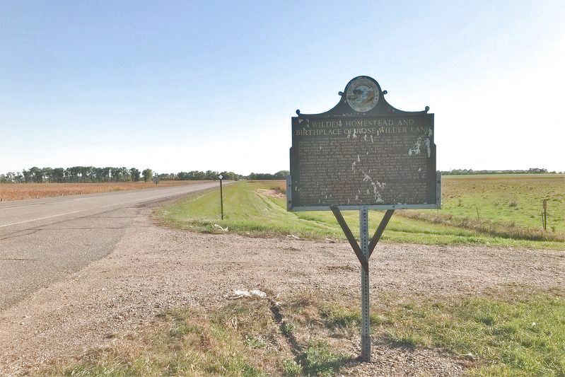 Wilder Homestead and Birthplace of Rose Wilder Lane Marker, from the north image. Click for full size.