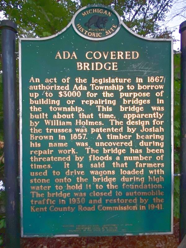 Ada Covered Bridge Marker image. Click for full size.