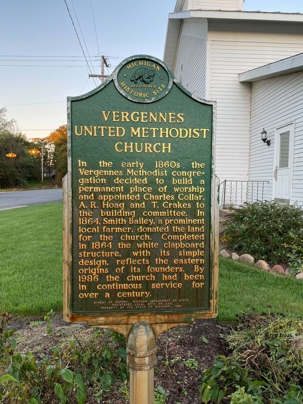 Vergennes United Methodist Church Marker image. Click for full size.