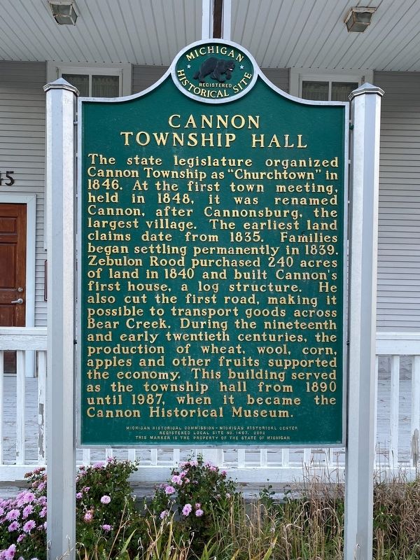 Cannon Township Hall Marker image. Click for full size.