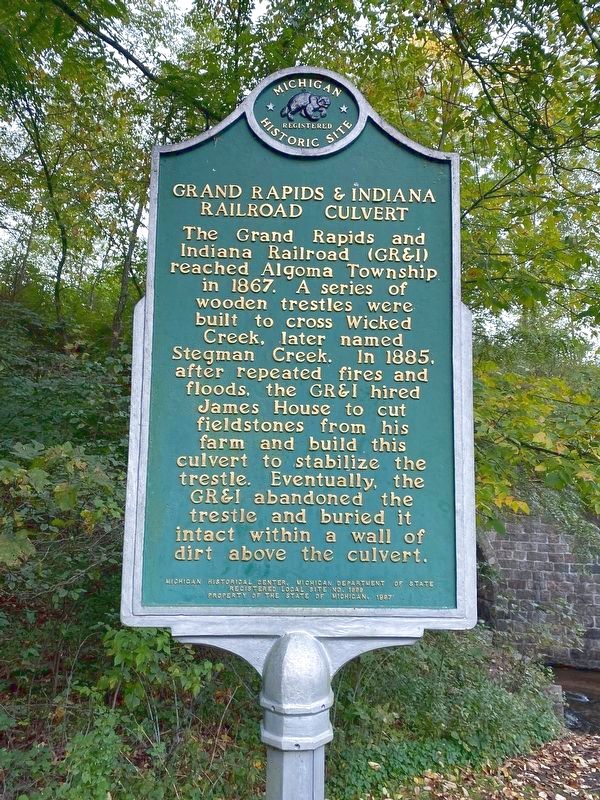 Grand Rapids and Indiana Railroad Culvert Marker image. Click for full size.
