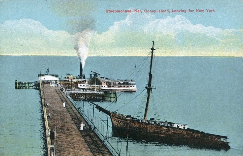 <i>Steeplechase Pier, Coney Island, Leaving for New York</i>. Click for full size. <i>Steeplechase Pier, Coney Island, Leaving for New York</i> image. Click for full size.