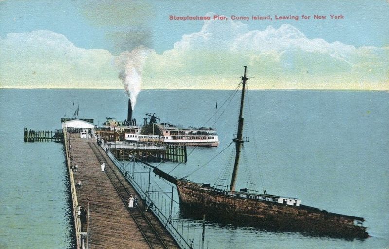 <i>Steeplechase Pier, Coney Island, Leaving for New York</i> image. Click for full size.