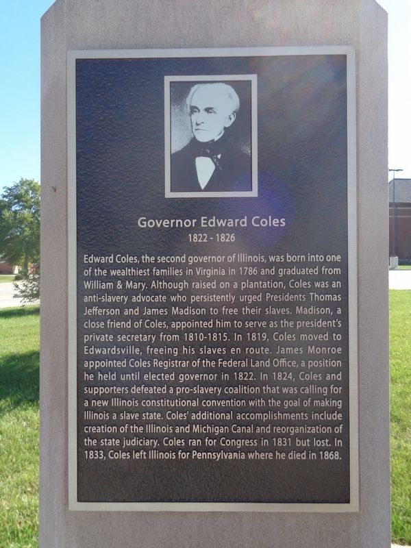 Governor Edward Coles Marker image. Click for full size.