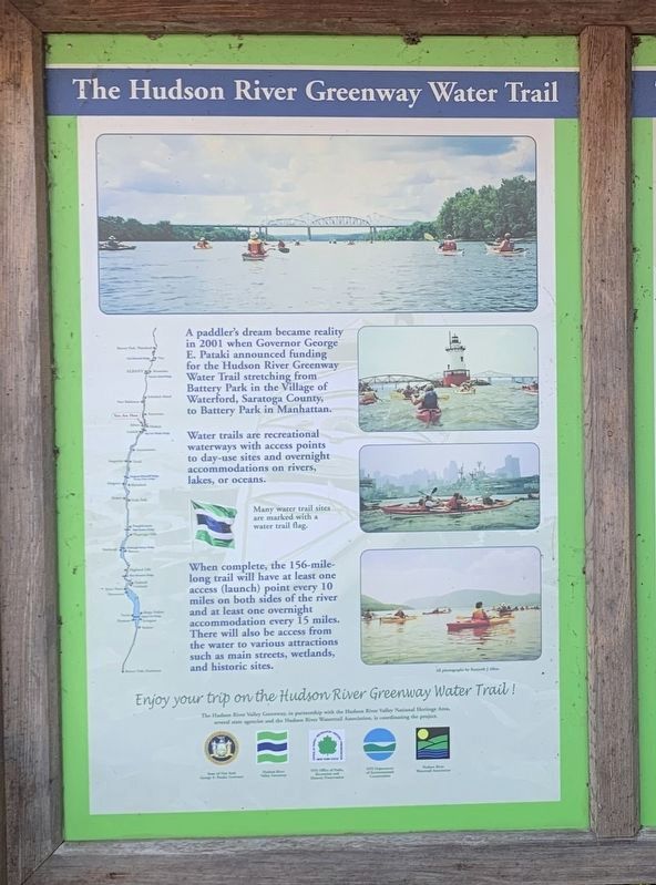 The Hudson River Greenway Water Trail Marker. Click for full size. The Hudson River Greenway Water Trail Marker image. Click for full size.