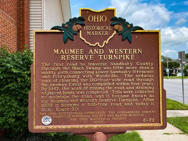 Woodville “The Lime Center of the World” / Maumee and Western Reserve Turnpike Marker image. Click for full size.