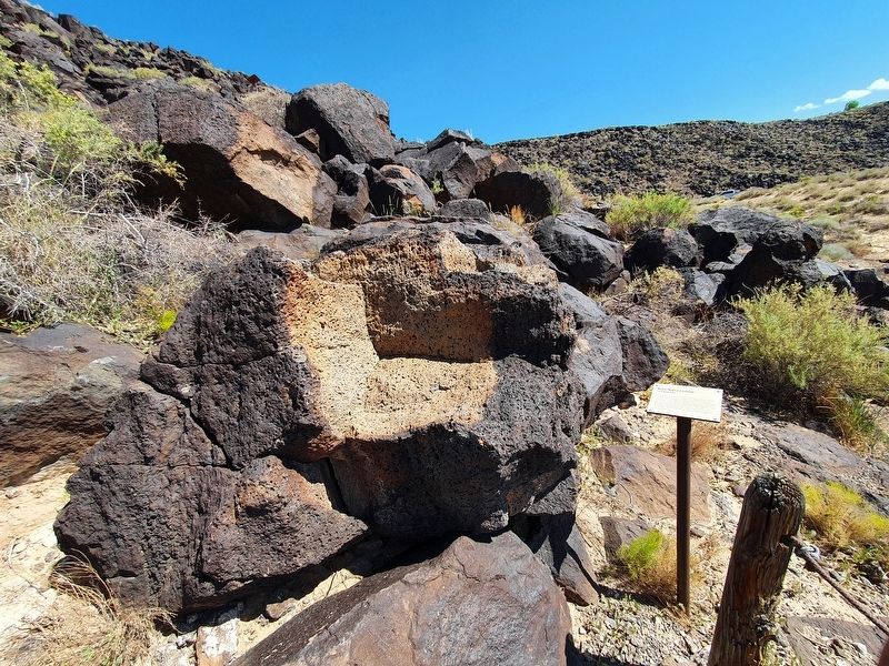 Desert Varnish - Cliff Base Trail Marker image. Click for full size.