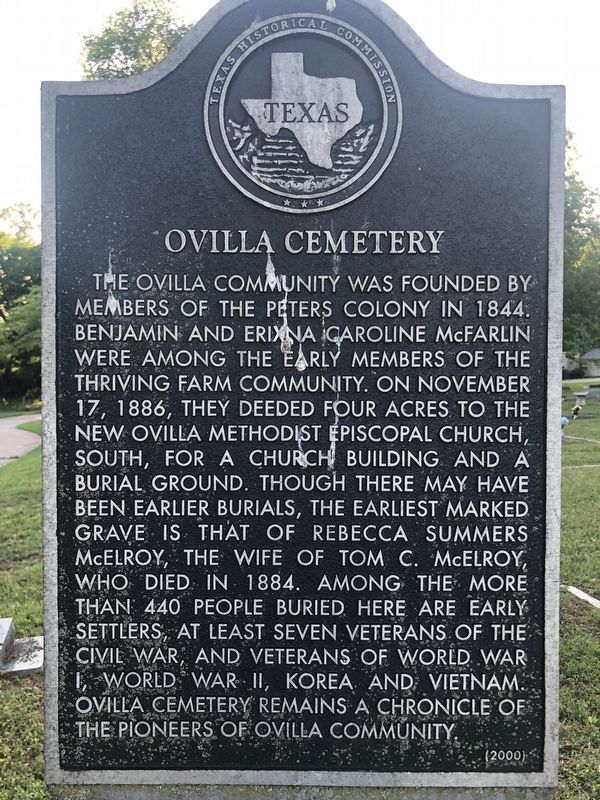 Ovilla Cemetery Marker image. Click for full size.
