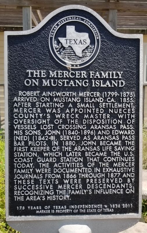 The Mercer Family on Mustang Island Marker. Click for full size. The Mercer Family on Mustang Island Marker image. Click for full size.