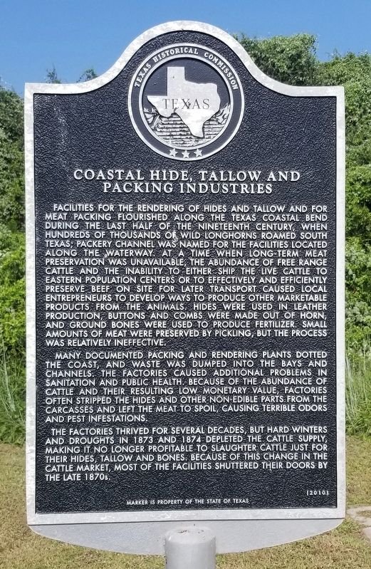Coastal Hide, Tallow and Packing Industries Marker image. Click for full size.