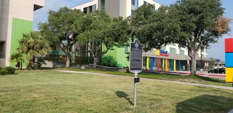 The Marker in front of the hospital image. Click for full size.